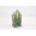 Elephant Figurine Natural Green Jade Gem Stone Gold Hand Painted Handmade B408
